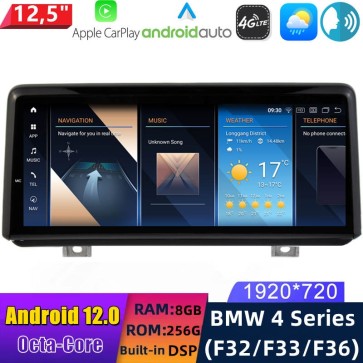 12,5" Android 12.0 Multimedia GPS Navigatie Autoradio Auto Stereo voor BMW 4-Serie F32/F33/F36 (2013-2016)-1