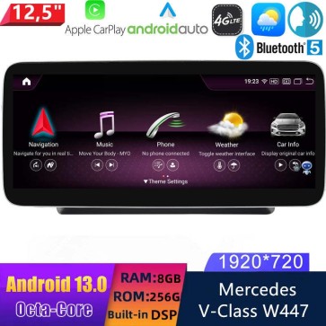 12,5" Android 13.0 Multimedia GPS Navigatie Autoradio Auto Stereo voor Mercedes V-Klasse‎ W447 (2014-2019)-1