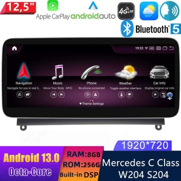 12,5" Android 13.0 Multimedia GPS Navigatie Autoradio Auto Stereo voor Mercedes C-Klasse W204 (2007-2011)-1