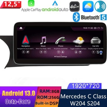 12,5" Android 13.0 Multimedia GPS Navigatie Autoradio Auto Stereo voor Mercedes C-Klasse W204 (2011-2014)-1