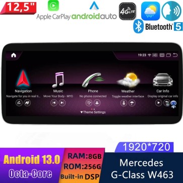 12,5" Android 13.0 Multimedia GPS Navigatie Autoradio Auto Stereo voor Mercedes G-Klasse‎ W463 (2013-2018)-1