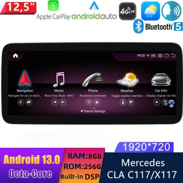 12,5" Android 13.0 Multimedia GPS Navigatie Autoradio Auto Stereo voor Mercedes CLA C117 (2013-2015)-1