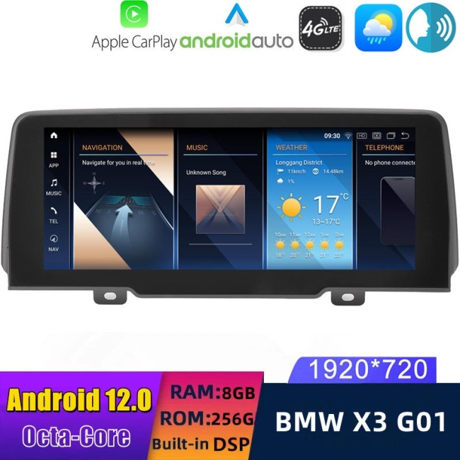 BMW X3 G01 Android 12 Autoradio met Navigatiesysteem 8-Core 8GB+256GB HD - 10,25" Android 12.0 Multimedia GPS Navigatie Autoradio Auto Stereo voor BMW X3 G01 (2018-2022)