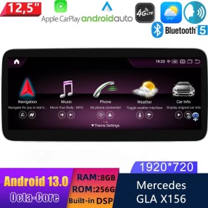 12,5" Android 13.0 Multimedia GPS Navigatie Autoradio Auto Stereo voor Mercedes GLA X156 (2013-2015)-1