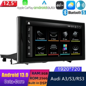 12,5" Android 13.0 Multimedia GPS Navigatie Autoradio Auto Stereo voor Audi A3/S3/RS3 8V (2013-2020)-1