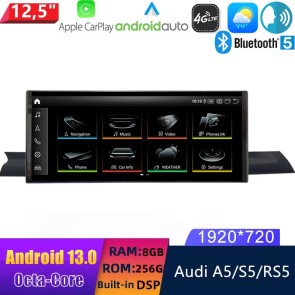 12,5" Android 13.0 Multimedia GPS Navigatie Autoradio Auto Stereo voor Audi A5/S5/RS5 (2017-2020)-1
