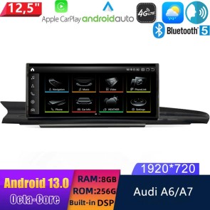 12,5" Android 13.0 Multimedia GPS Navigatie Autoradio Auto Stereo voor Audi A6 C7/4G (2011-2018)-1