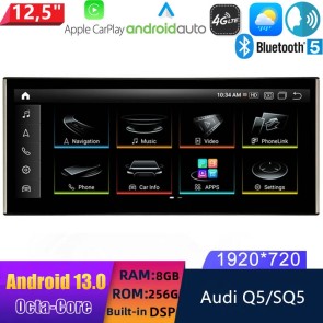 12,5" Android 13.0 Multimedia GPS Navigatie Autoradio Auto Stereo voor Audi Q5/SQ5 8R (2009-2017)-1