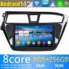 Hyundai i20 Android 14 Autoradio met Navigatie DVD-speler met 8G+256G Bluetooth DAB+ USB DSP WiFi 4G 360° Camera CarPlay - 9" Android 14.0 Auto Multimedia GPS Navigatie Stereo voor Hyundai i20 (2014-2018)